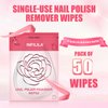 NXJ INFILILA Nail Polish Remover Pads, 2024 Newest Acetone Nail Polish Remover, 50PCS Quick Nail Polish Remover Wipes, Individually Wrapped Nail Polish Remover Wet Wipes for Removing Nail Polish