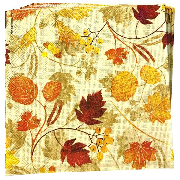 AVEVER 40-ct 13x13 Burlap Fall Napkins Napkins Paper Napkins Thanksgiving Dinner Napkins Fall Paper Napkins Fall Cocktail Napkins Paper Decorative Napkins for Decoupage, orange, beige, brown