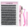 Lash Clusters Kit Mixed Tray Lash Extension Kit Lash Bond and Seal Waterproof DIY Eyelash Extension Kit Lash Remover Eyelash Brush Lash Tweezers Individual Lashes Kit (Set 40D-0.07D-14-18Mix)