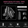 AORAEM XXL Square Clear Fake Nails 240PCS 4.5cm Long Straight Tapered Nails Half Matte Design Extra Long Acrylic Nail Tips with Case for Home DIY Nail Salons
