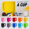 TOYAMBA Build-on Brick Mug with 3 Packs of Building Blocks Compatible with Major Brands, BPA-Free Plastic Funny Coffee Mug for Men/Women, Funny Cups for Kids 16OZ (Yellow)