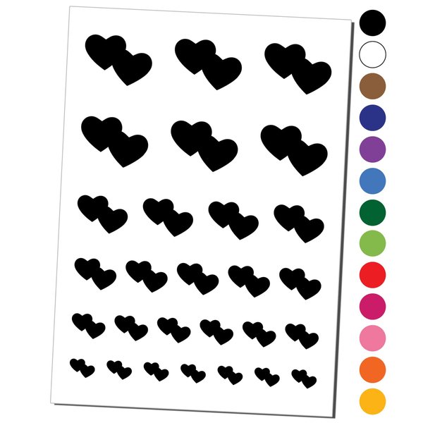 Double Heart Symbol Temporary Tattoo Water Resistant Fake Body Art Set Collection - Dark Green (One Sheet)