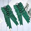 DEEKA 12 PCS Glitter Collegiate Style Cheer Bows Long Tail Full Rhinestones Skinny Shiny Cheer Bow Ponytail Holder Handmade Bows for Girls Teens Cheerleader Sports -Forest Green
