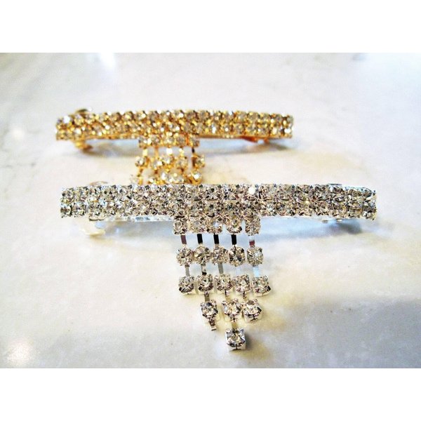 Crystal gold or silver cascading crystal hair barrette clip bridal clip bridal (Primary color: Gold)
