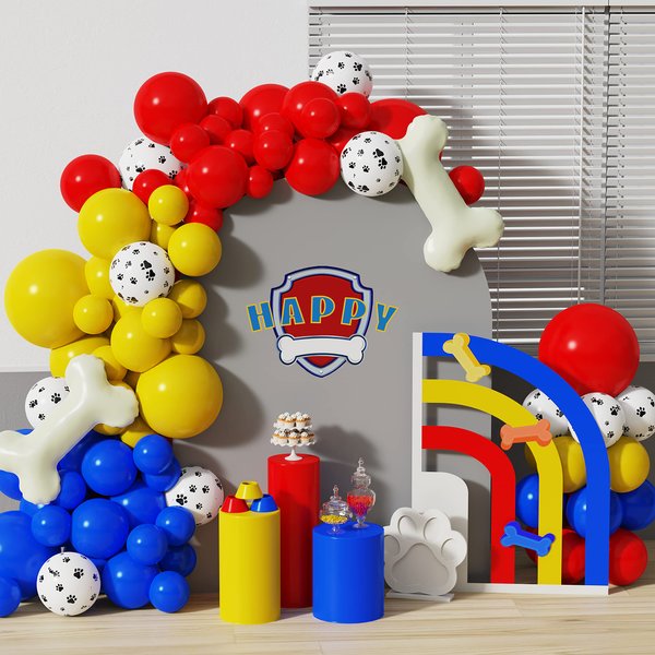 Paw Balloons Garland Kit with Balloon and Red Yellow Blue Dog Paw Latex Balloon Birthday Decorations,Baby Shower Decorations