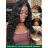 KLAIYI Bye Bye Knots Glueless Wig Pre Cut Water Wave HD Lace Front Wigs Human Hair Pre Bleached Pre Plucked Ready to Go Wigs for Women 30S Easy to Wear Put On and Go Curly Wig Beginner Friendly 20Inch