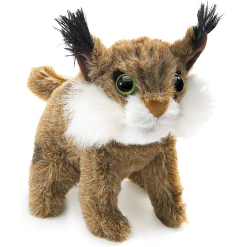 Folkmanis Mini Bobcat Finger Puppet, Brown, White, 1 EA