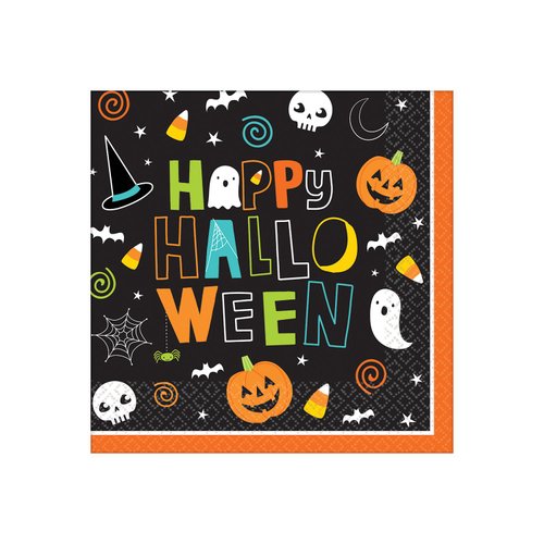 Spooktacular Hallo-ween Friends Luncheon Napkins - 6.5" x 6.5" (Pack of 125) - Perfect for Ghoulish Gatherings