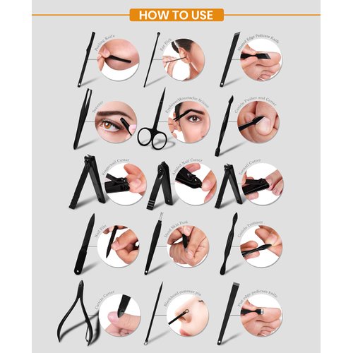 15-Piece Manicure Set for Women Men Nail Clippers Stainless Steel Manicure Kit (Orange)