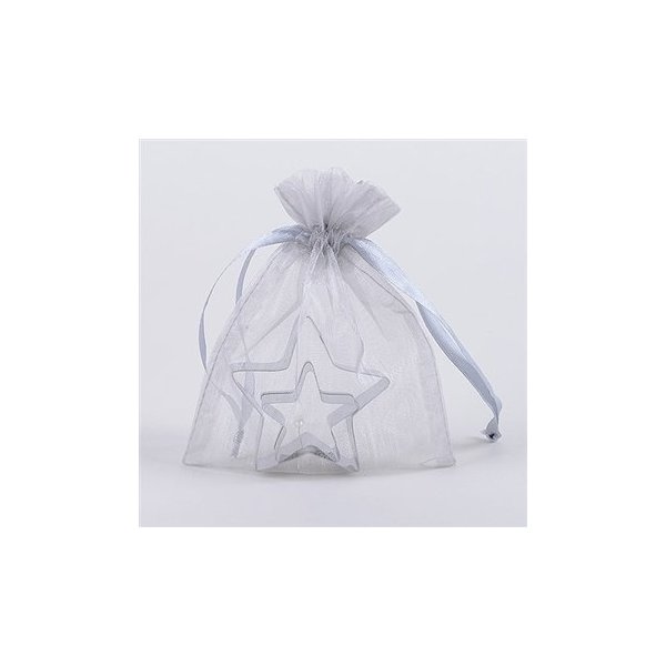 Organza Drawstring Gift Bag 8 x 14 inches 8"x14" (Quantity of 20, Silver)