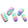 GLAMERMAID Tie Dye Press on Nails Medium Square, Ombre Green Pink Purple Spring Fake Nails Short, Summer Macaron Color Glue on Nails for Women Gift, Glossy Gel False Nail Kits Acrylic Stick on Nails