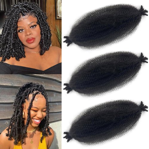 Marley Twist Braiding Hair Afro Twist Hair Natural Springy Afro Twist Hair for Faux Locs Spring Twist Hair Kinky Braiding Hair Extensions for Women. (2#, 14Inch(Pack of 3))