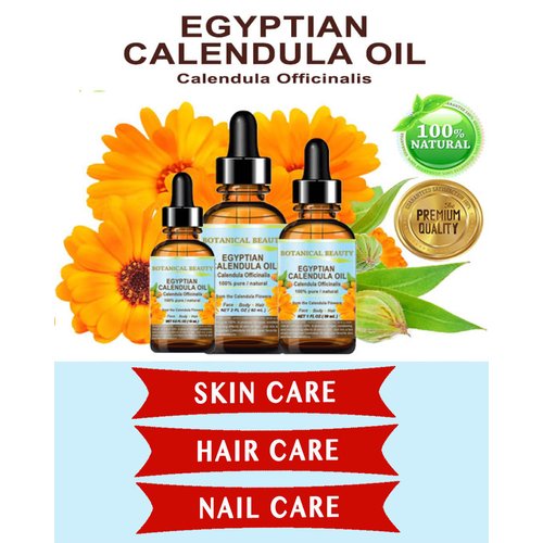 Botanical Beauty CALENDULA OIL Egyptian Calendula Officinalis Marigold Oil Pure Natural for FACE, SKIN, BODY, HAIR, NAILS 2 Fl.oz.- 60 ml Skin Moisturizer Oil