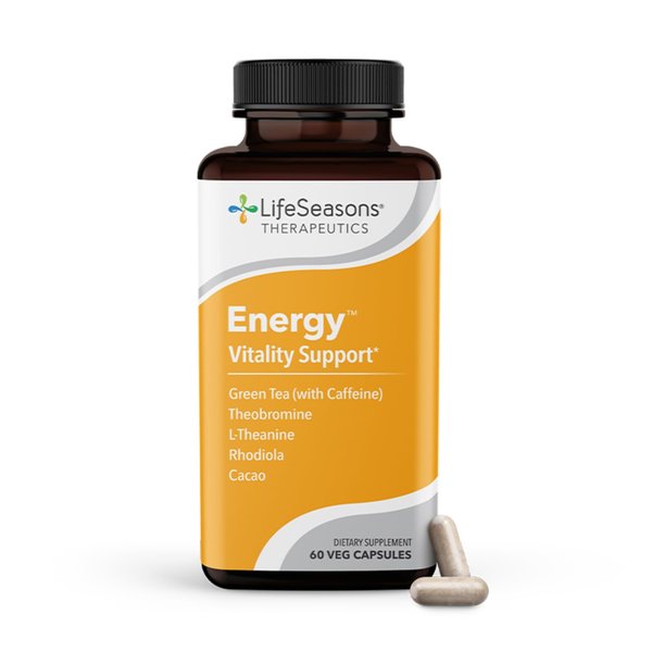 LifeSeasons - Energy - Energy Booster for Physical and Cognitive Strength - No Jitters - Support Stamina - Contains Green Tea and L-Theanine - 60 Count (Pack of 1)