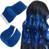 Easyouth 16inch Blue Hair Extensions Tape in Human Hair Invisible Tape in Extensions Human Hair Colored Tape in Hair Extensions Blue Hairstyle 25g 10pcs