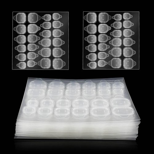 20 Sheets Double Sided Glue Sticker for Fake Nail Sticky Tabs Super Waterproof Breathable Flexible Adhesive Jelly Gel Press on Nails Transparent Double-Sided Acrylic Manicure Tape for False Nail Tips