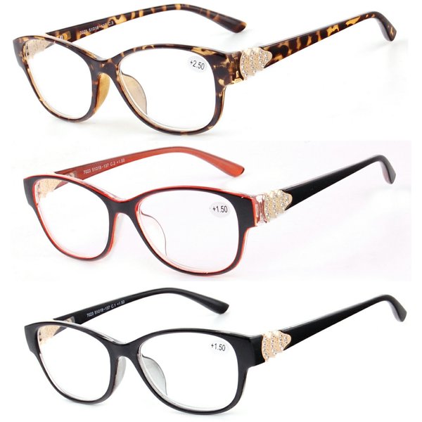 Success Eywear Reading Glasses 3 Set Value Quality Readers Fashion Crystal design reading glasses Women +3