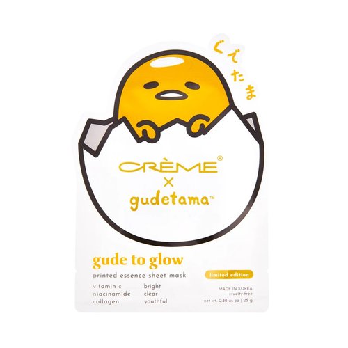 The Crème Shop Gudetama Glow Sheet Mask (3 Count) Vitamin C, Niacinamide, Collagen, Brightening, Oil Control & Revitalizing Youthful Glow