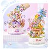 MEIEST Falls Building Blocks Rotating Music Box Set,Candy Flower Bonsai Botanical Collection with Light,Home Decor (Flower)