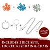DND Dice Set Locket/Keychain - 3 Polyhedral Mini Dice Sets Included - Perfect RPG/Dungeons & Dragons (D&D) Accessories Gifts. Tiny/Micro Red, Blue & Clear Set have D20 D12 D10 D8 D6 Sided Dice.