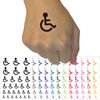 Handicap Disabled Wheelchair Access Icon Temporary Tattoo Water Resistant Fake Body Art Set Collection - Dark Blue (One Sheet)