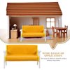 Alasum Dollhouse Leather Sofa Miniature Wood Couch 1:12 Vintage Retro Armchair Tiny Furniture for Dollhouse Scale Accessories Yellow