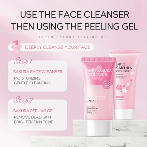 AKARY Sakura Face Peeling Gel for Face Dead Skin Remover - Facial and Body Clean Skincare Remove Dark Spots & Firm Skin Tone for Women, Gentle Exfoliator Deep Cleansing Skin Moisturizing Smooth Dead Skin Removing Gel for All Skin Types