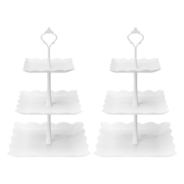 Coitak Plastic Cupcake Stands, 3 Tier Cupcake Stand, Dessert Tower Tray for Tea Party, Baby Shower and Wedding (2 Pack)