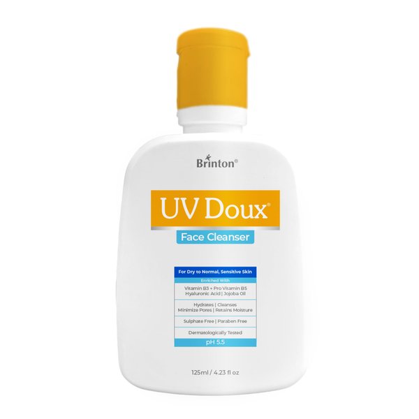 Brinton UV Doux Face Cleanser | Enriched with Hyaluronic Acid, Jojoba Oil, Niacinamide | Deep Cleansing & Hydration | Removes Excess Oil | Sulphate & Paraben-Free | pH 5.5 | For All Skin Types | 125ml