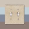 Questech Decor Double Toggle Light Switch Cover, 2-Gang Electrical Wall Plate, Double Switch Standard Size Receptacle Cover, Decorative Tumbled Texture, Travertine