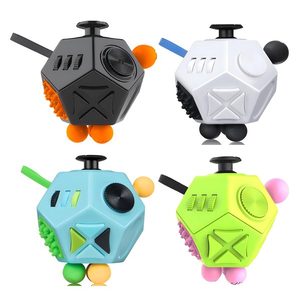 4 PCS Dodecagon Fidget Toys Set-12 Side Fidget Toy Cube,Relieves Stress Anxiety Fidget Toys for Kids and Adults with Add,ADHD, Autism or Anxiety