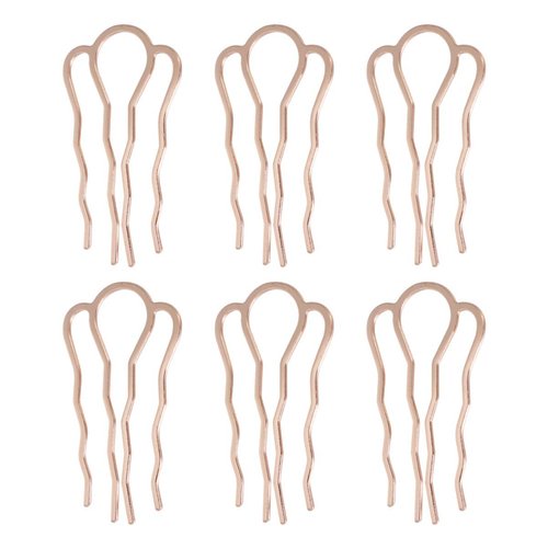 Lurrose Vintage Decor 6pcs 4 Teeth Hair Combs Metal Side Combs DIY Hairpins Updo Accessory for Girls Woman Hair (Golden) Wedding Decor
