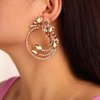 Octwine Elegant Simple Flower Drop Gold Rhinestone Bar Party Prom Hoop Earrings Great for Party Wedding Dating Jewelry for Women and Girls