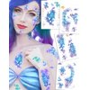 YanZonic Mermaid Scale Temporary Tattoos - 12 Sheets Girls Temporary Tattoos, Charming Mermaid Temporary Tattoos for Kids Adults, Enjoyable Mermaid Birthday Party Favors
