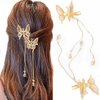 Bartosi Butterfly Clips Hair Gold Hair Barrettes Fluttering Tassel Hair Accessories Set for Women and Girls (Pack of 2)