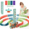 WXQAIY Domino Train Toys, 200PCS Automatic Dominoes Stacking Kids Games for 3+ Year Old Boys, Stem Montessori Toy Toddler Birthday Gifts Age 4 5 6 7 8