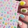 Cute Nail Art Stickers Decals 5D Jelly Beans Nail Decals Embossed Fondant Gum Nail Art Supplies Colorful Line Letter Fried Eggs Design Nail Stickers Self-Adhesive Water Drop Star Nail Art Decals 4PCS