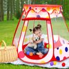 PopUp Princess Tent, Toddler Girl Toys Baby Ball Pit with LED Star Lights, Foldable Kid Play Tent with Carrying Bag, Indoor Outdoor 1 2 3 Year Old Girls Toy Gift for Birthday/Christmas, Red