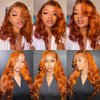 Suresen Ginger Lace Front Wigs Human Hair 180% Density 13x4 HD Transparent Lace Front Wigs Pre Plucked Body Wave Ginger Wig Human Hair Glueless Real Hair Wigs for Women 100% Virgin Human Hair