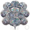 durony 12 Pieces 18 inches Disco Ball Balloons 4D Aluminum Foil Balloons Silver Party Decorations Mylar Foil Balloons for Disco Themed Party Decorations Supplies
