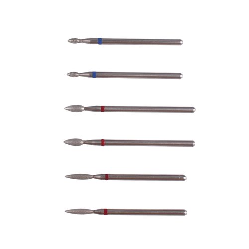 MZCMSL 6pcs Cuticle Drill Bits with Case, Pro Diamond Flame Bit for Russian Manicure,3/32 Shank efile Bit Set