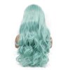karissa Hair Green Wig Long Wavy Mint Lace Front Wigs Pastel Light Blue Synthetic Realistic Pre Plucked Hairline Glueless Heat Resistant Fiber Replacement Halloween Costume Cosplay Party 24 Inches