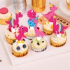 25pcs Pink Dinosaur 5th Birthday Party Supplies, Dinosaur Cupcake Picks Decorations, Pink Dinosaur Theme Happy Birthday Baby Shower Kids Girl Cupcake Toppers Decoration (5th)