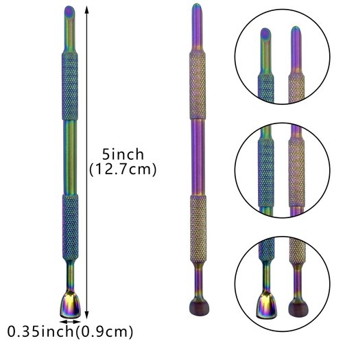 3 Pack Stainless Steel Cuticle Pusher Professional Double-Ended Nail Cuticle Kit Dead Skin Cuticle Trimmer Stick Manicure Polish Tools for Home Manicure Beauty Salon