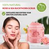 Organic Rose & Sea Buckthorn FACE & BODY SCRUB, Natural & Pure Exfoliating Scrub for Soft & Smooth Skin, Infused With Essential Oils, Moisturizer for Women & Men, Removes Blackheads, Acne & Dead Skin