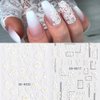 5D Stereoscopic Embossed Nail Art Stickers White Flower Nail Decals Relief Self-Adhesive Butterfly Nail Stickers Nail Art Supplies Nail Designs for Women DIY Acrylic Nail Decorations (3 Sheets)