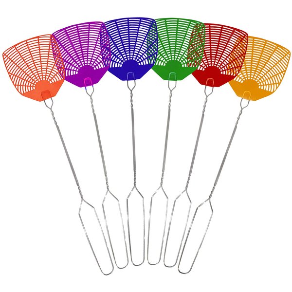 Supreme Bug & Fly Swatter 6-Pack – Braided Metal Handle 6 Pack Fly Swatters, Multi Pack Colors, – for Indoor/Outdoor – Flyswatter (21 inch- Set of 6)