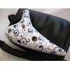 Exquisite Ceramic Ocarina Alto C, with artful blue and genuine gold curly ornate floral tendril. High temperature kiln treated. with PU leather dual zipper bag.