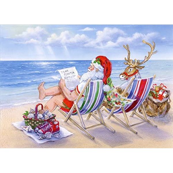 Red Farm Studios Santa Relaxing at the Beach Box of 18 Warm Weather Christmas Cards