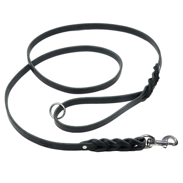 REDLINE K-9 Braided Latigo Leather 5/8-Inch Dog Leashes (5/8-Inch x 3-Feet) with Stainless Steel Hardware